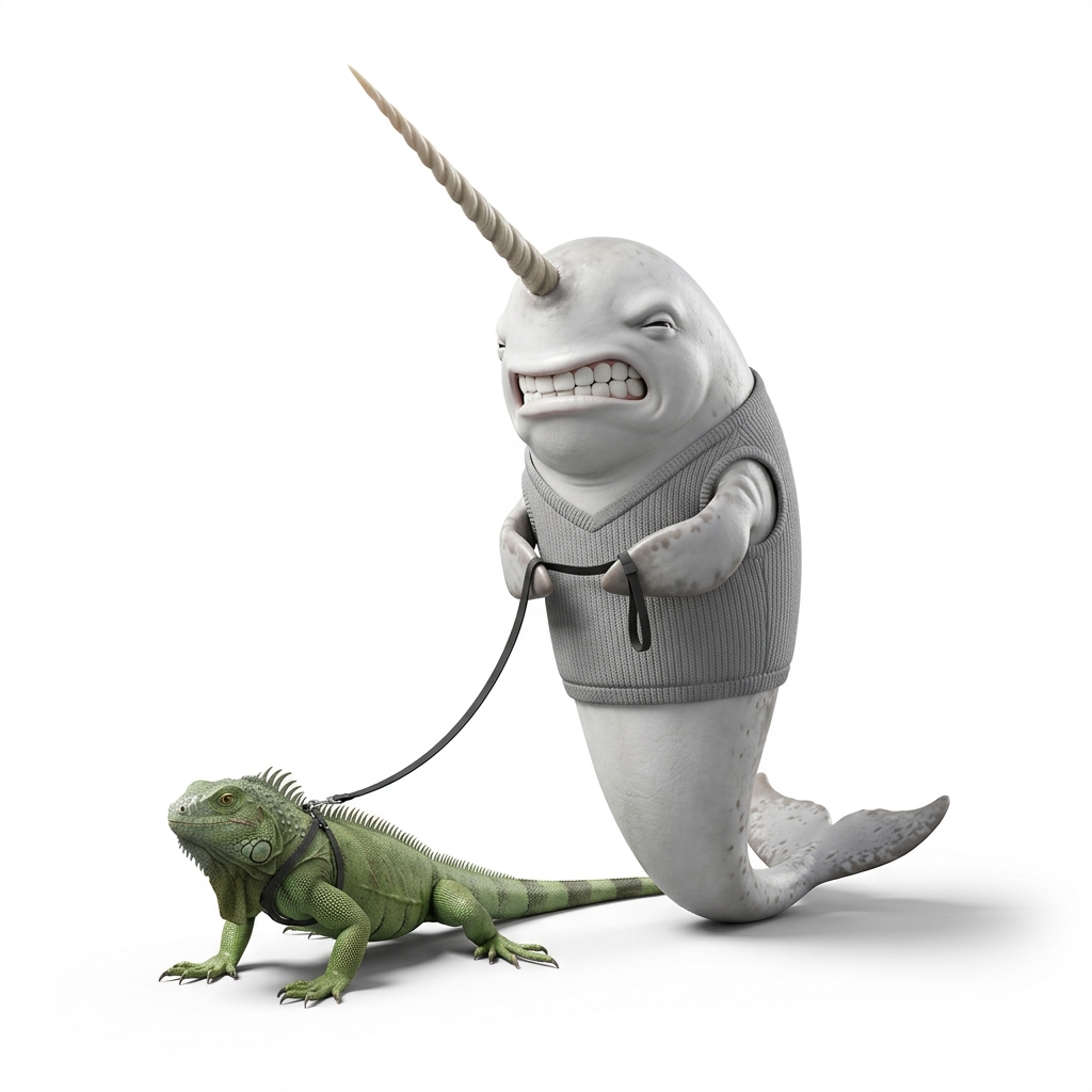 Iguana on lead