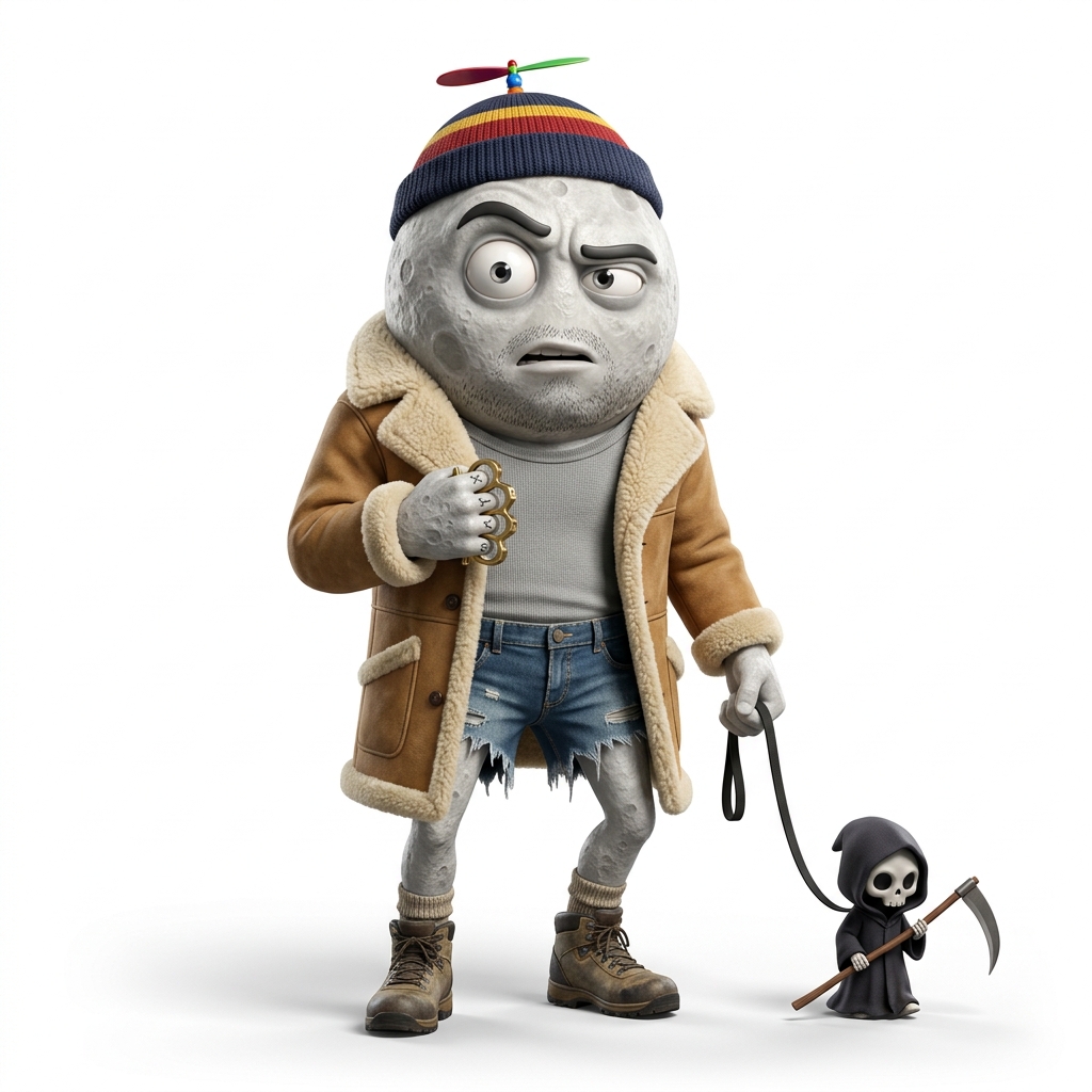 Tiny grim reaper on lead